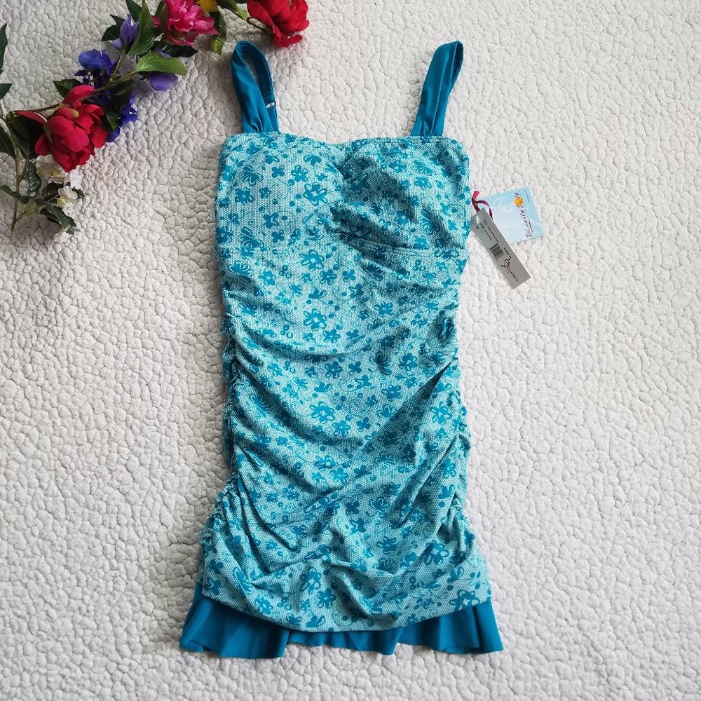 Divinita Sole Turquoise Tankini Ruched Small